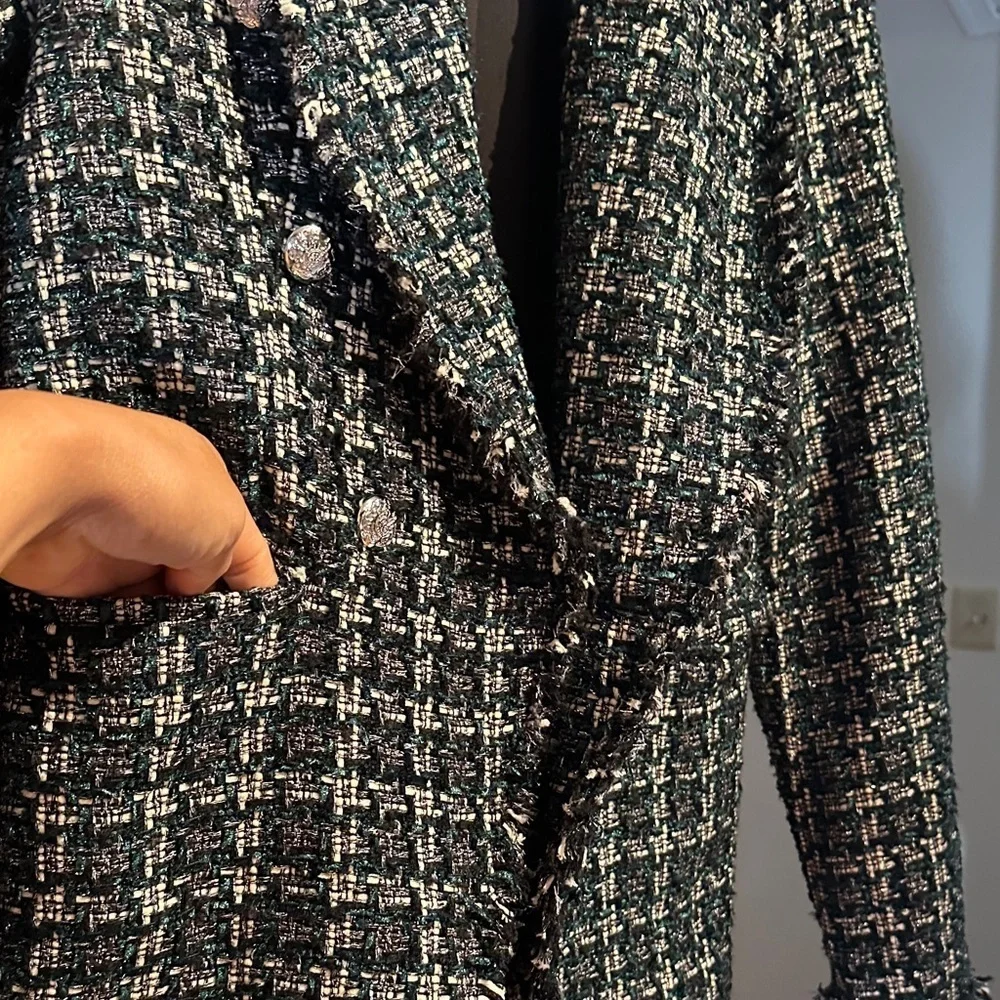 Rachel Zoe Monochrome Tweed Blazer xs